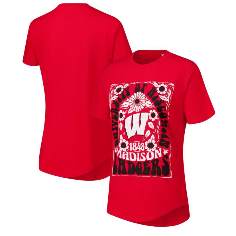 NCAA Wisconsin Badgers Irvine Floral Team Color T-Shirt