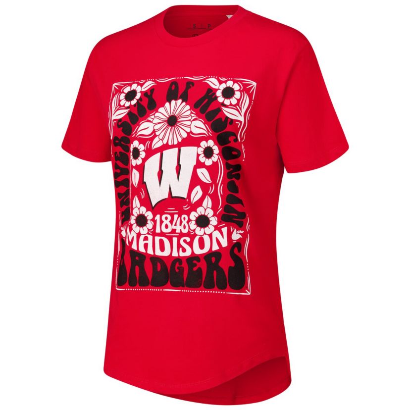 NCAA Wisconsin Badgers Irvine Floral Team Color T-Shirt