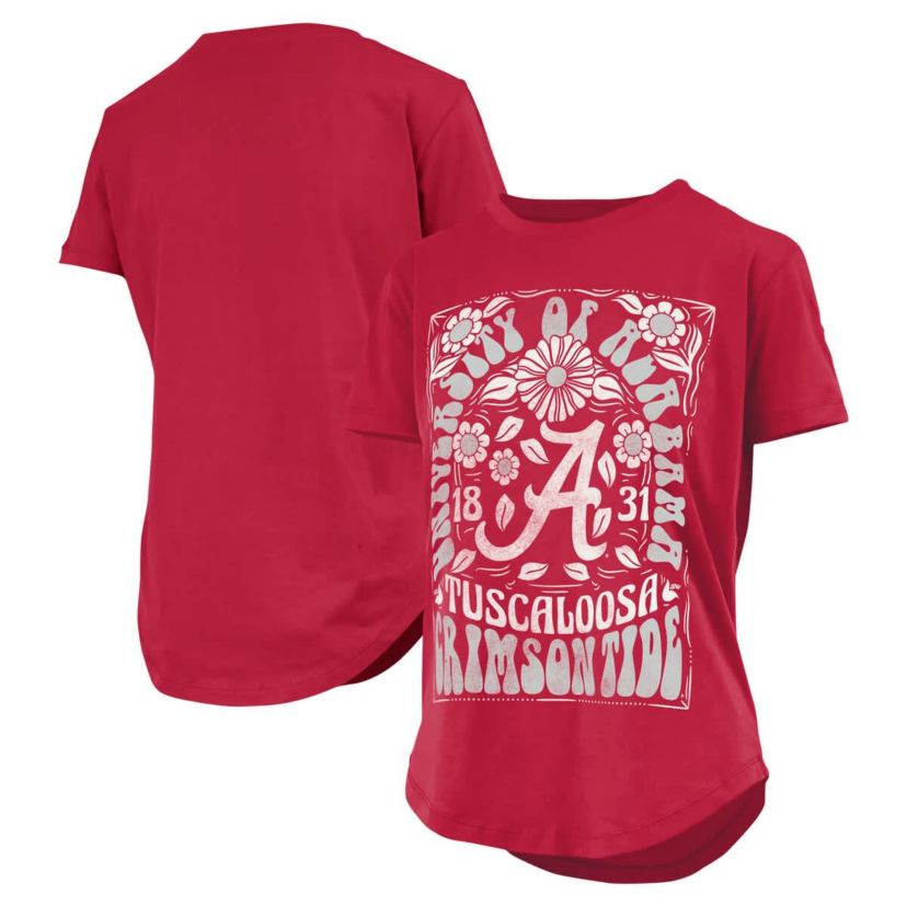 Alabama Crimson Tide NCAA Alabama Tide Irvine Floral Team Color T-Shirt