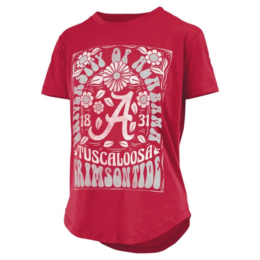 Alabama Crimson Tide NCAA Alabama Tide Irvine Floral Team Color T-Shirt