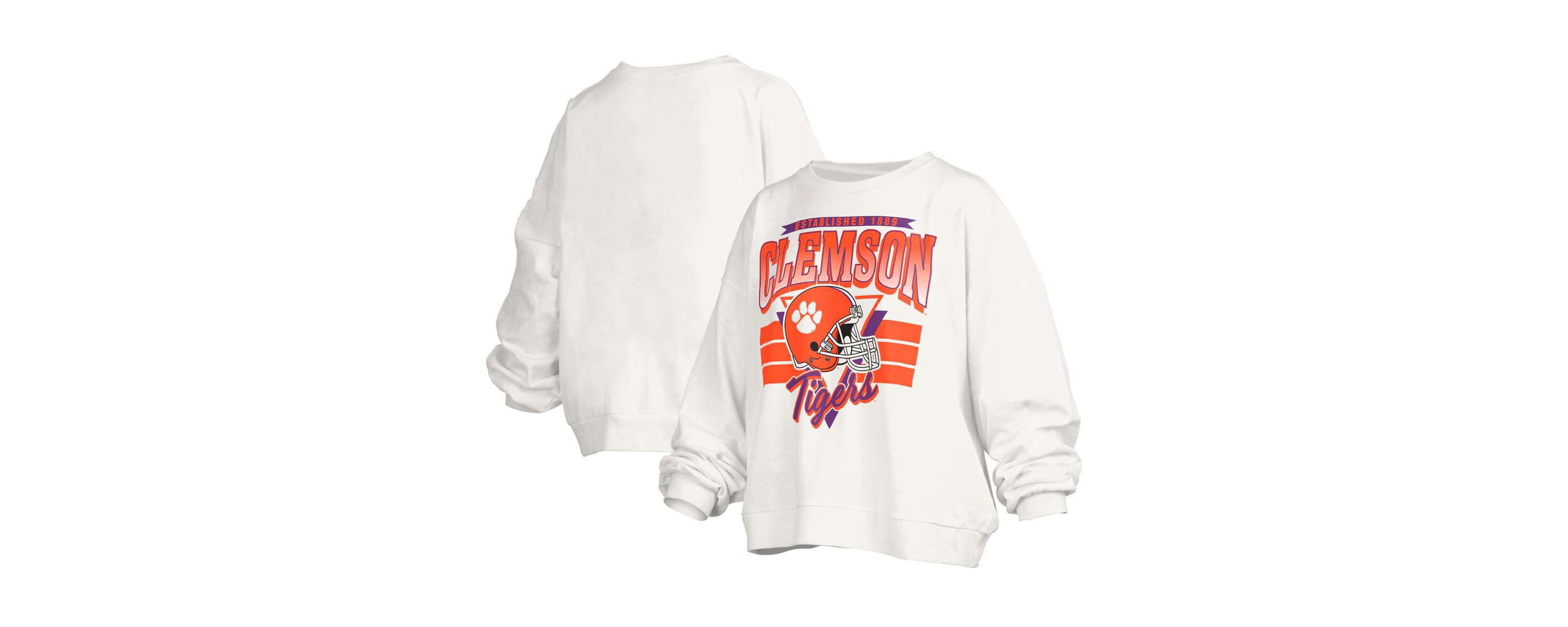 NCAA Clemson Tigers Janice Retro Logo Oversized Pullover Sweatshirt