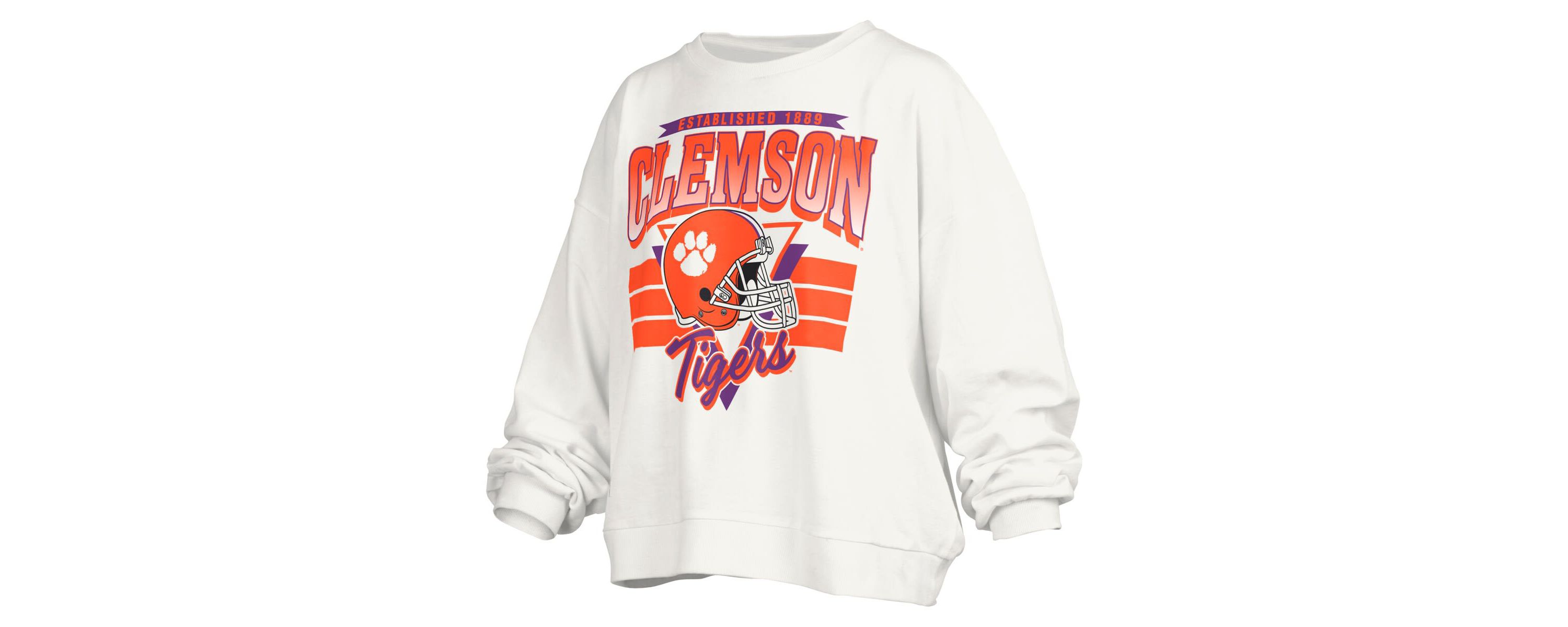 NCAA Clemson Tigers Janice Retro Logo Oversized Pullover Sweatshirt