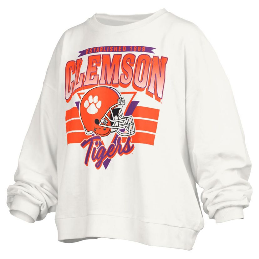 NCAA Clemson Tigers Janice Retro Logo Oversized Pullover Sweatshirt