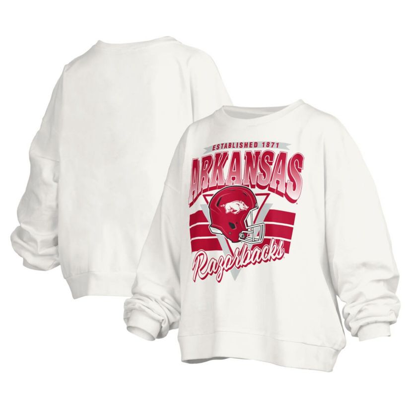 NCAA Arkansas Razorbacks Janice Retro Logo Oversized Pullover Sweatshirt