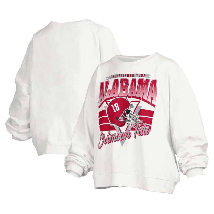 Alabama Crimson Tide NCAA Alabama Tide Janice Retro Logo Oversized Pullover Sweatshirt