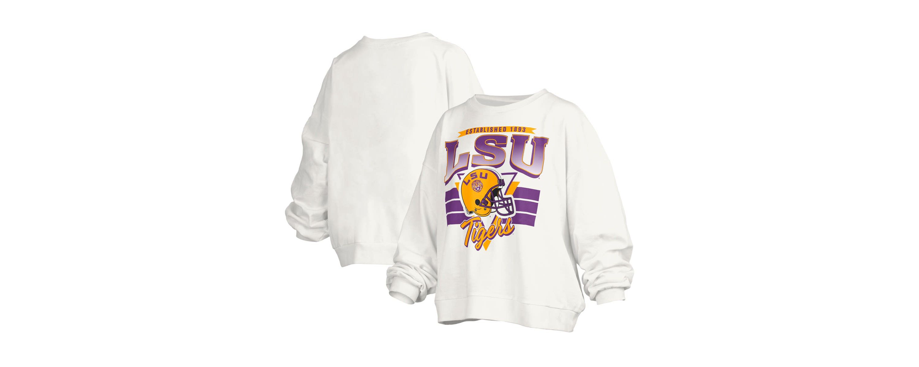 NCAA LSU Tigers Janice Retro Logo Oversized Pullover Sweatshirt