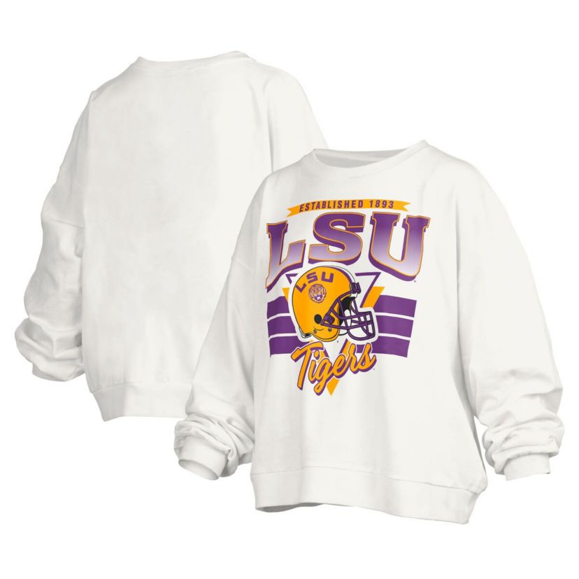 NCAA LSU Tigers Janice Retro Logo Oversized Pullover Sweatshirt