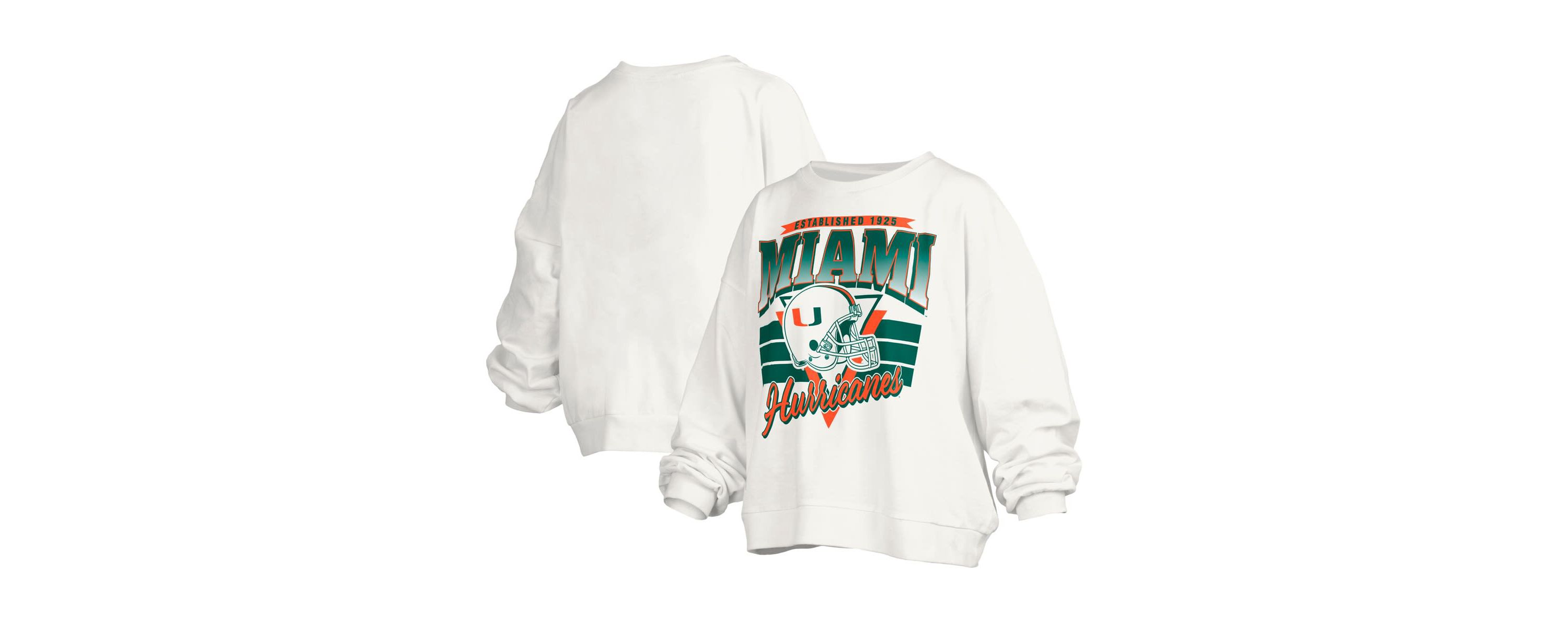 Miami (FL) Hurricanes NCAA Miami Hurricanes Janice Retro Logo Oversized Pullover Sweatshirt
