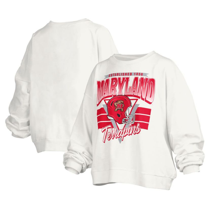 NCAA Maryland Terrapins Janice Retro Logo Oversized Pullover Sweatshirt