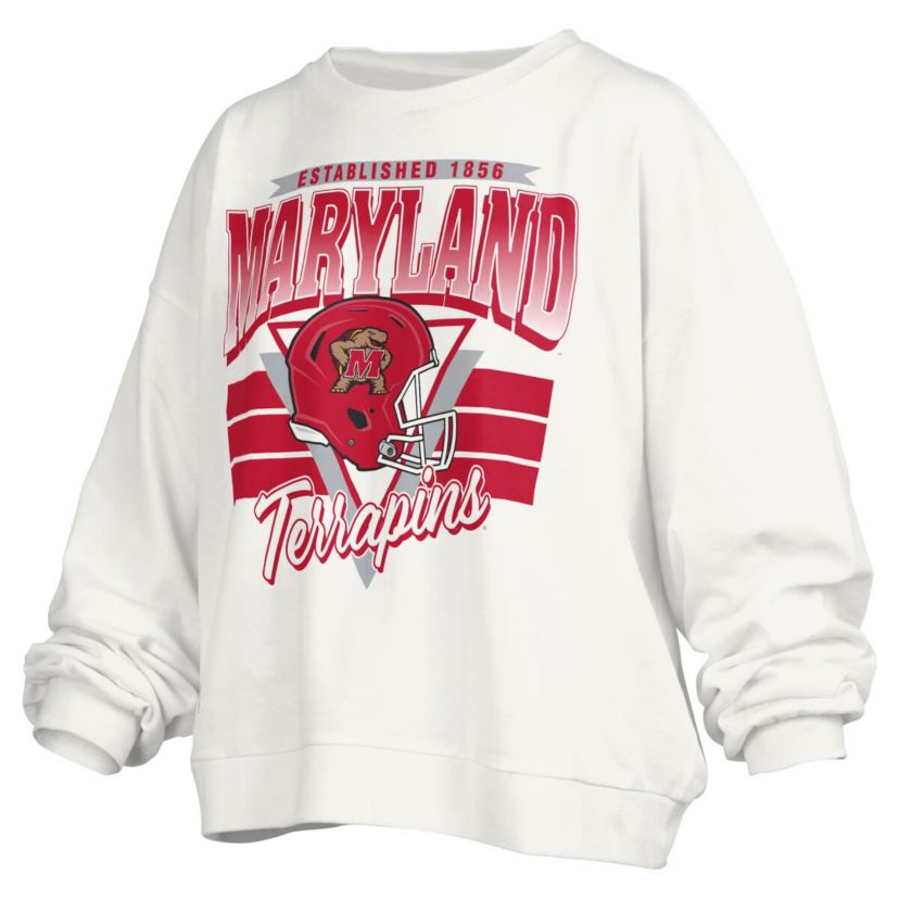 NCAA Maryland Terrapins Janice Retro Logo Oversized Pullover Sweatshirt