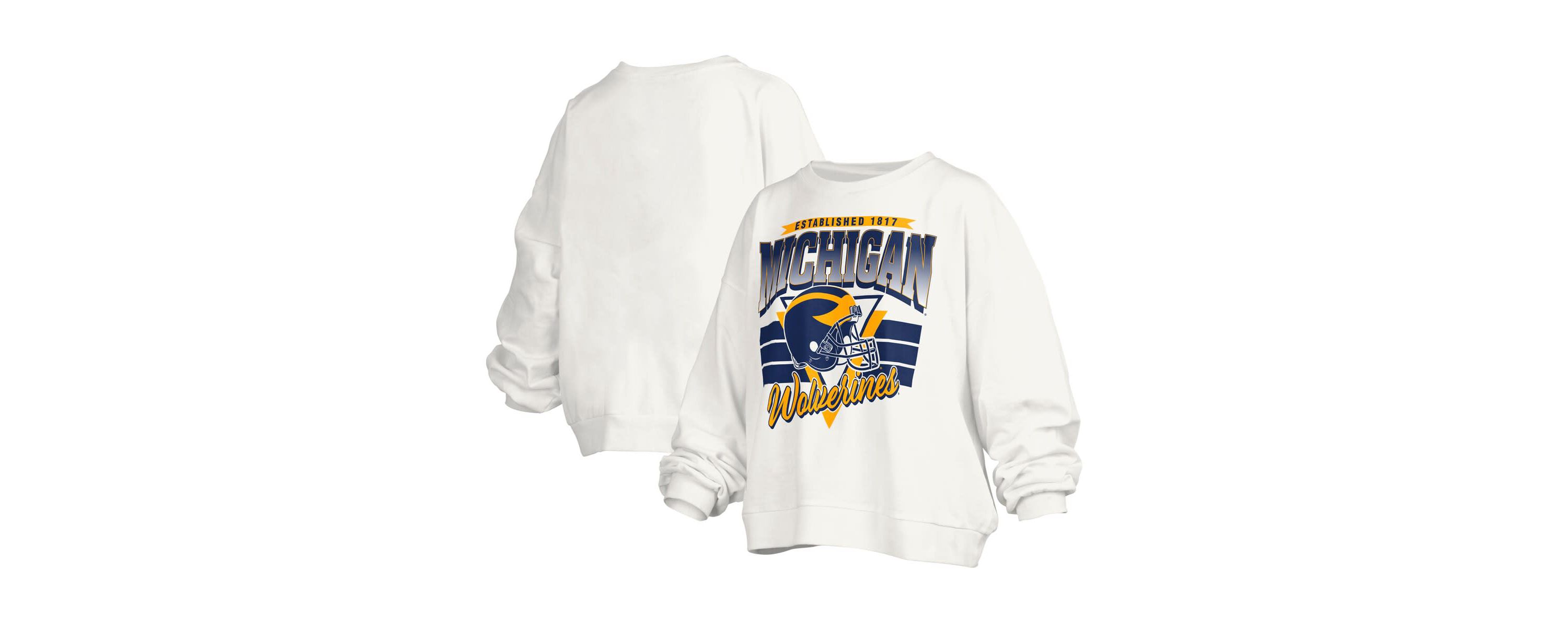 NCAA Michigan Wolverines Janice Retro Logo Oversized Pullover Sweatshirt