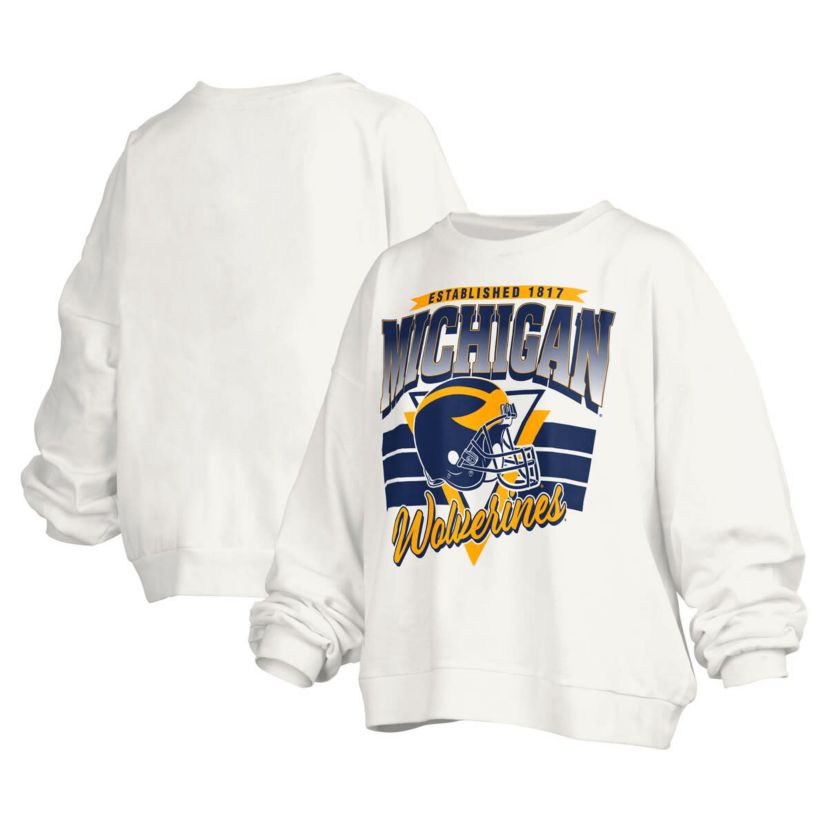 NCAA Michigan Wolverines Janice Retro Logo Oversized Pullover Sweatshirt