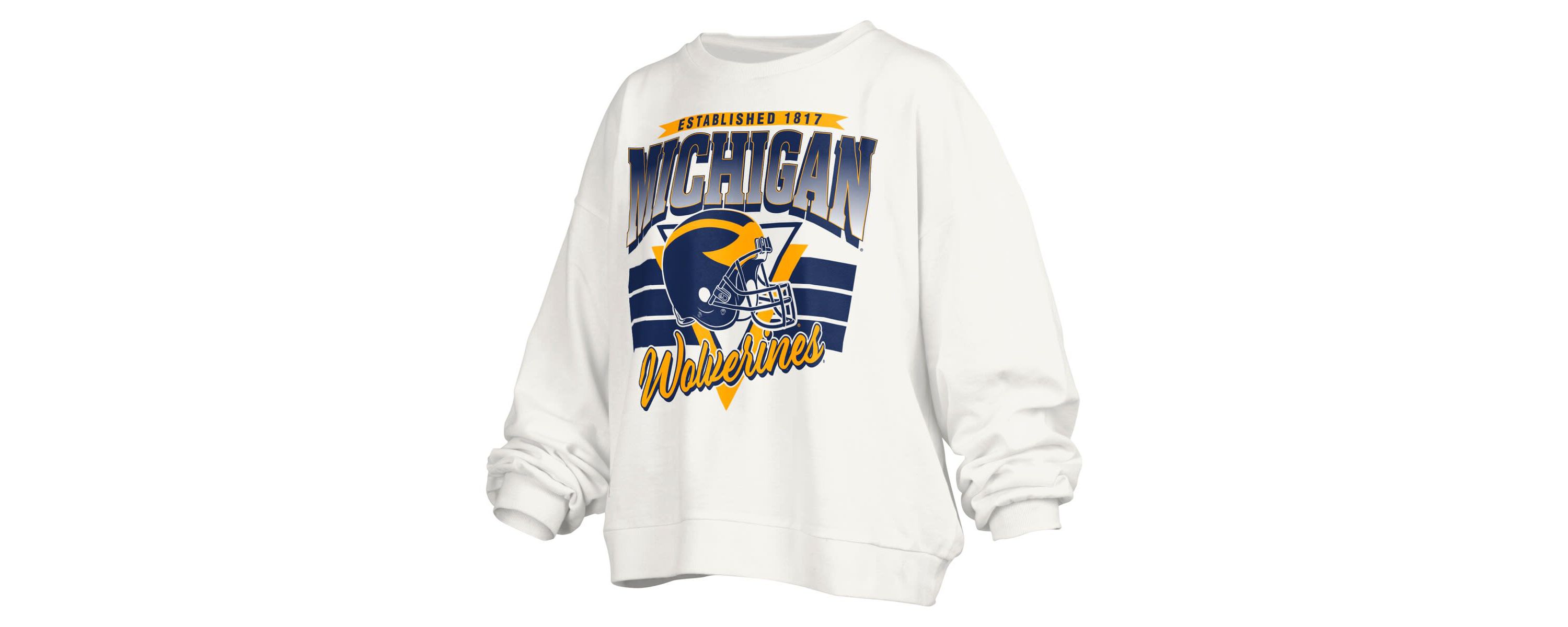 NCAA Michigan Wolverines Janice Retro Logo Oversized Pullover Sweatshirt