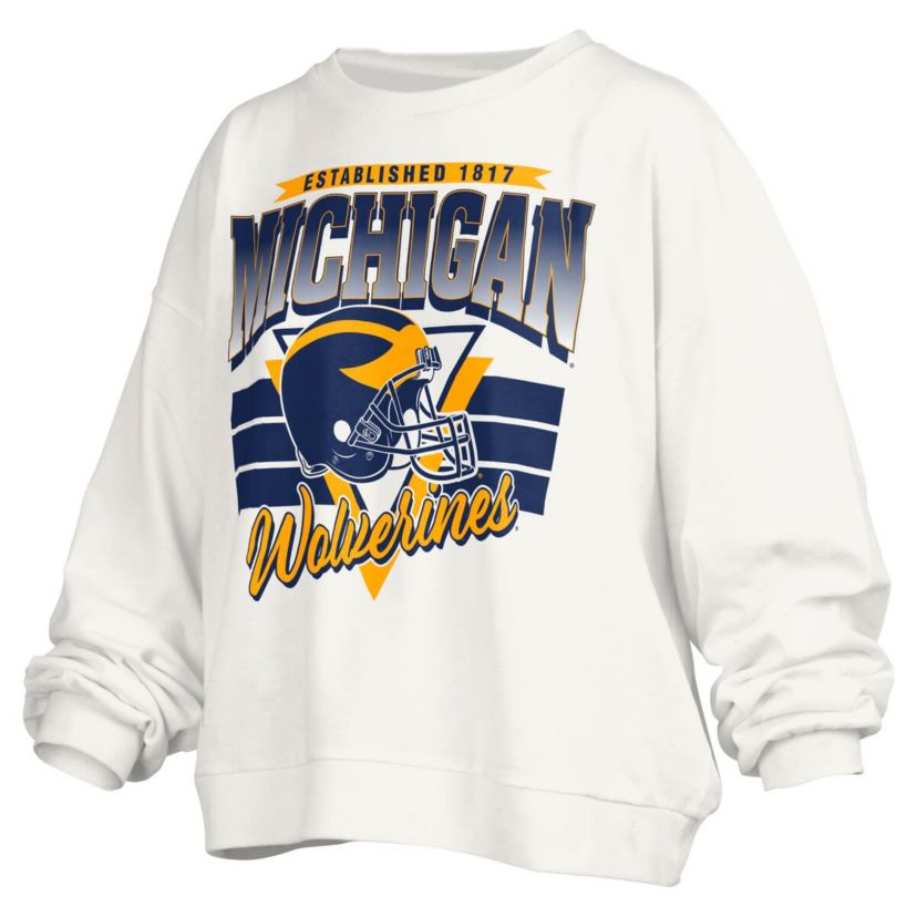 NCAA Michigan Wolverines Janice Retro Logo Oversized Pullover Sweatshirt