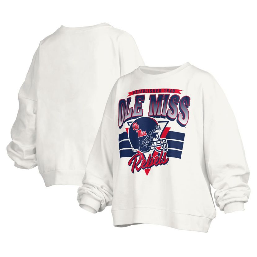 NCAA Ole Miss Rebels Janice Retro Logo Oversized Pullover Sweatshirt