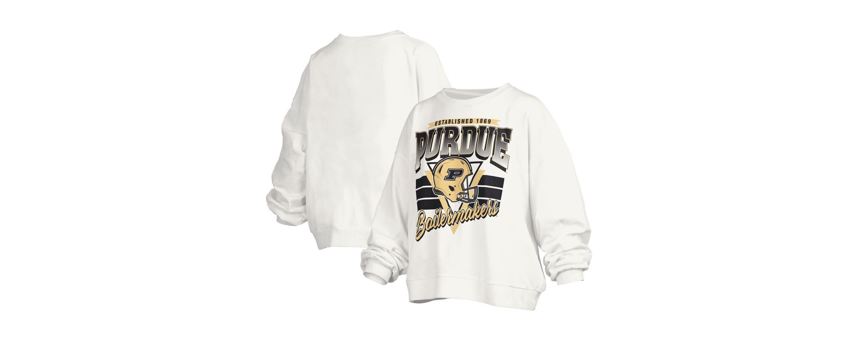 NCAA Purdue Boilermakers Janice Retro Logo Oversized Pullover Sweatshirt