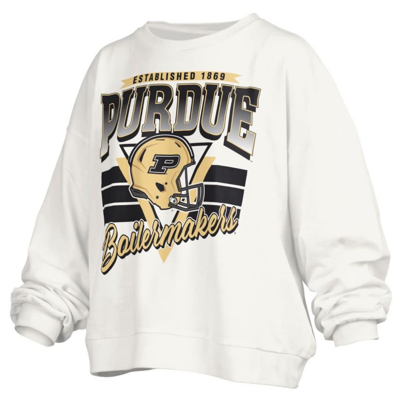 NCAA Purdue Boilermakers Janice Retro Logo Oversized Pullover Sweatshirt