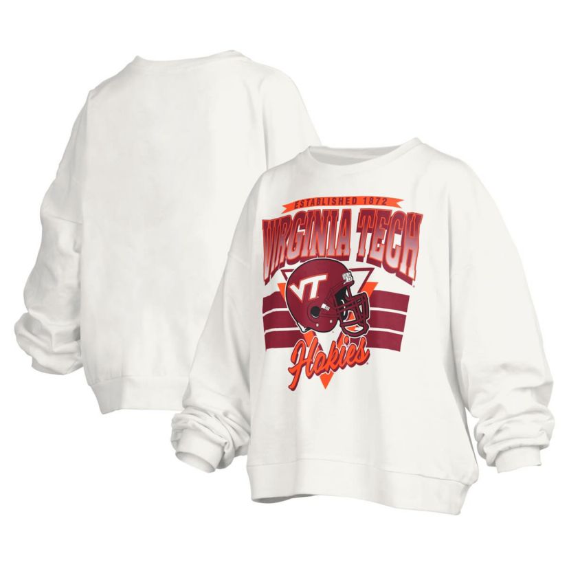 NCAA Virginia Tech Hokies Janice Retro Logo Oversized Pullover Sweatshirt