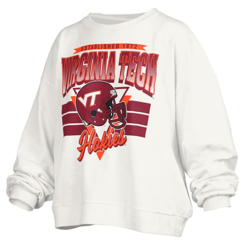 NCAA Virginia Tech Hokies Janice Retro Logo Oversized Pullover Sweatshirt