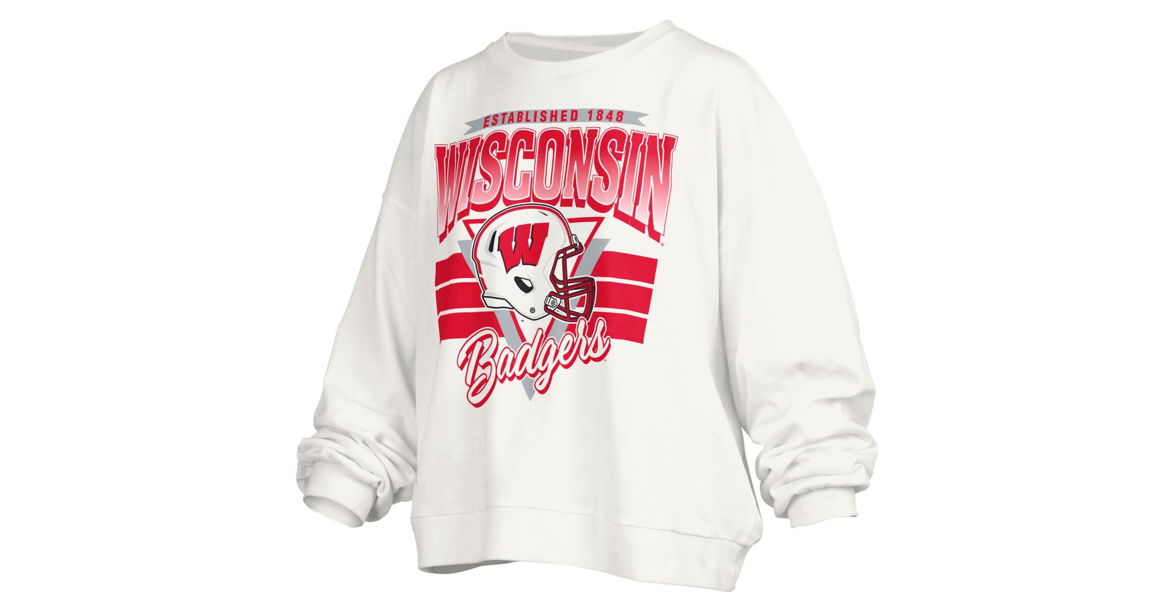 NCAA Wisconsin Badgers Janice Retro Logo Oversized Pullover Sweatshirt