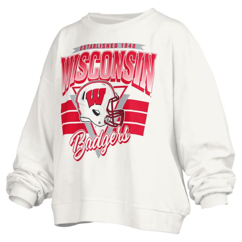 NCAA Wisconsin Badgers Janice Retro Logo Oversized Pullover Sweatshirt