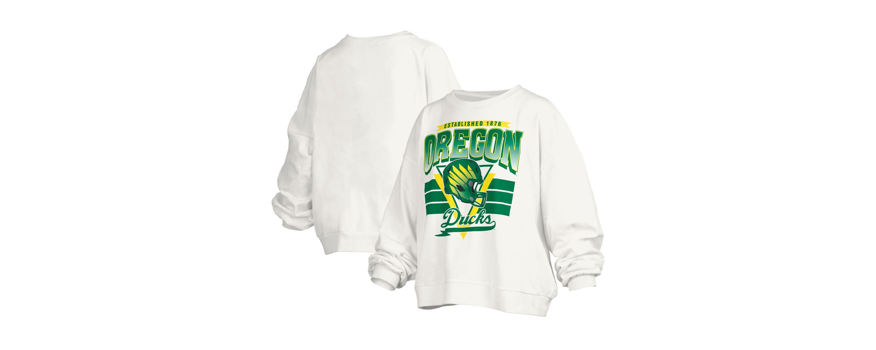 NCAA Oregon Ducks Janice Retro Logo Oversized Pullover Sweatshirt