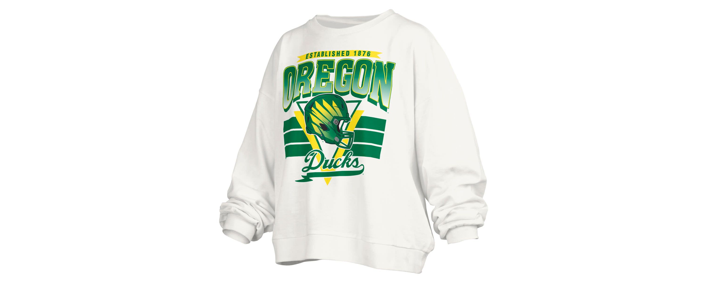 NCAA Oregon Ducks Janice Retro Logo Oversized Pullover Sweatshirt