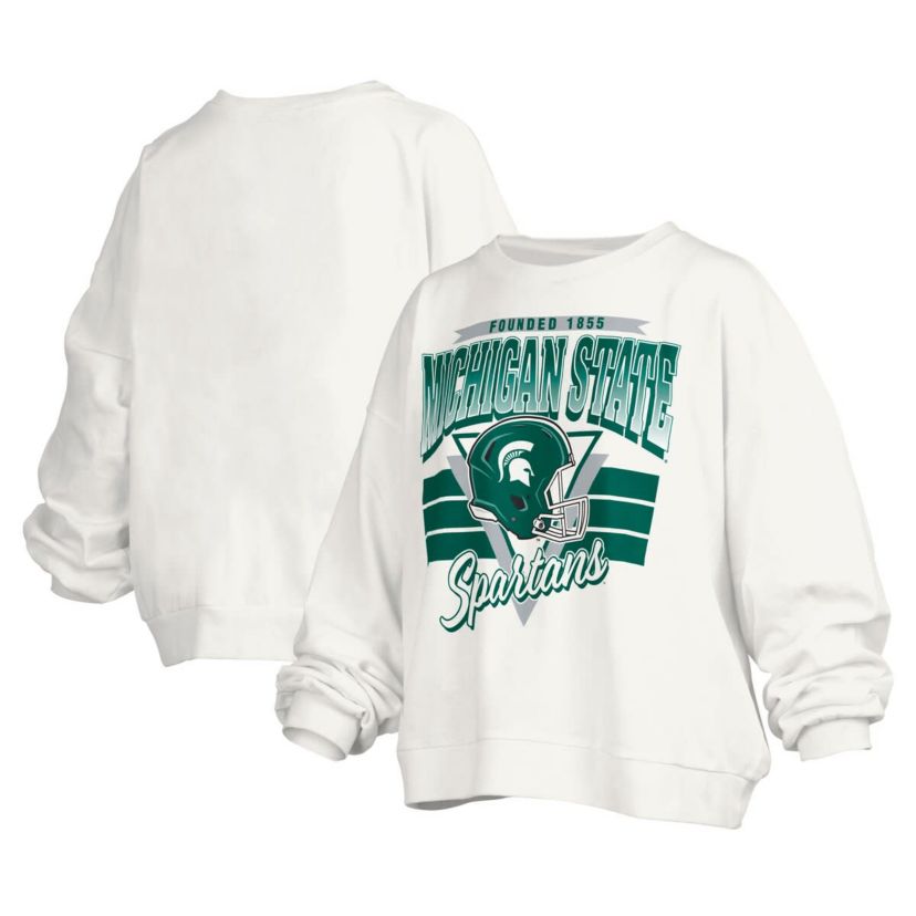 NCAA Michigan State Spartans Janice Retro Logo Oversized Pullover Sweatshirt