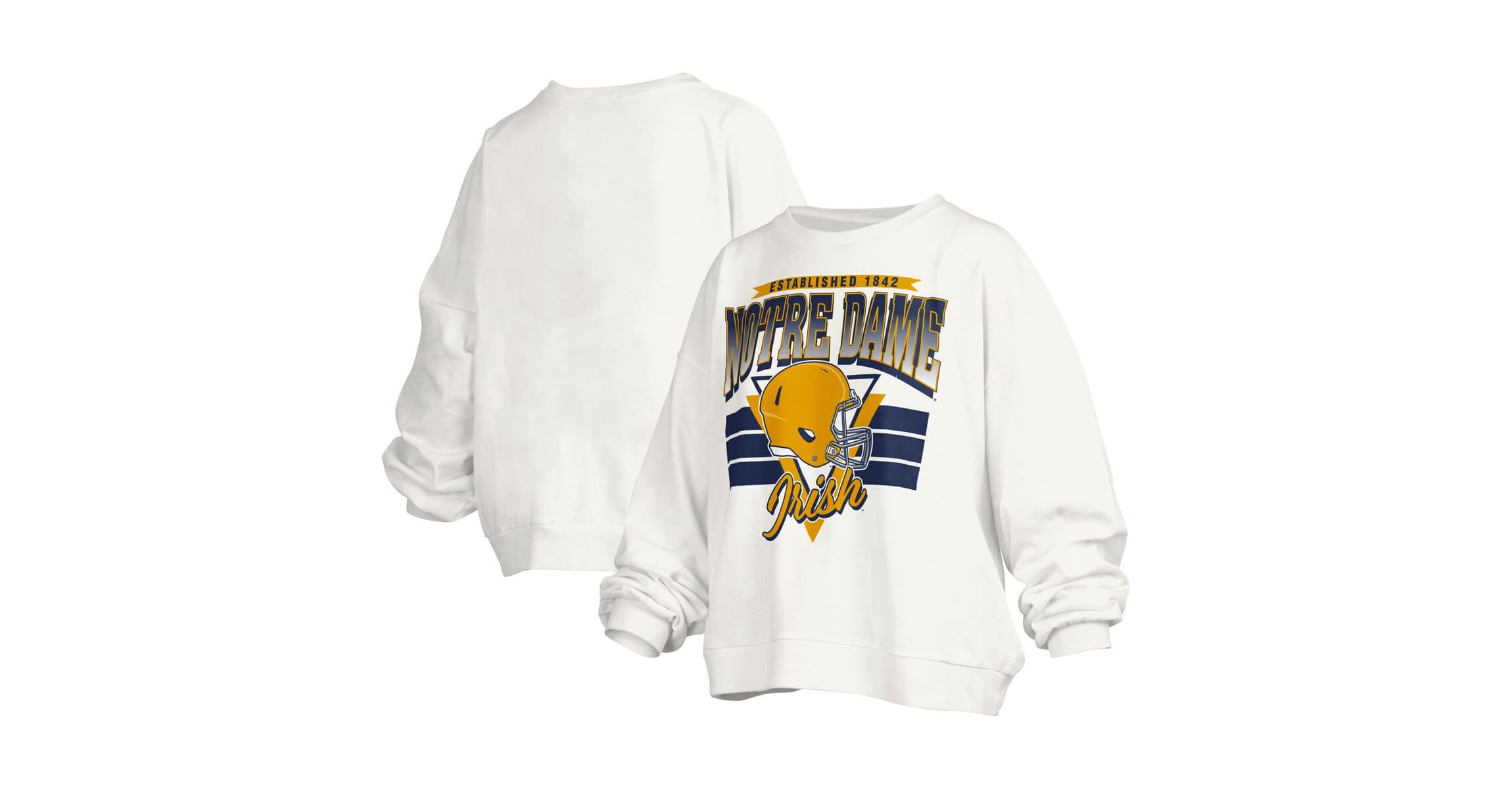 NCAA Notre Dame Fighting Irish Janice Retro Logo Oversized Pullover Sweatshirt