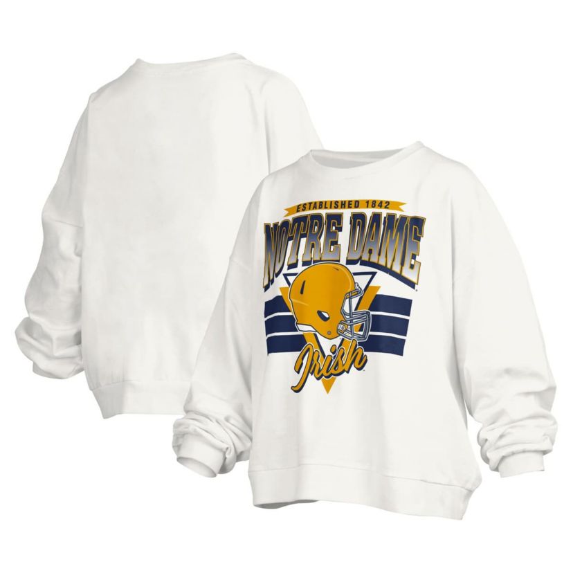 NCAA Notre Dame Fighting Irish Janice Retro Logo Oversized Pullover Sweatshirt