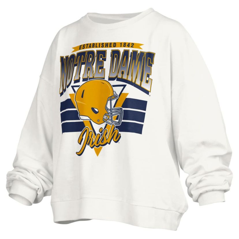 NCAA Notre Dame Fighting Irish Janice Retro Logo Oversized Pullover Sweatshirt