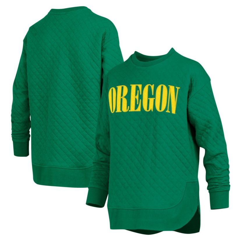 NCAA Oregon Ducks Quilted Long Sleeve Pullover Sweatshirt