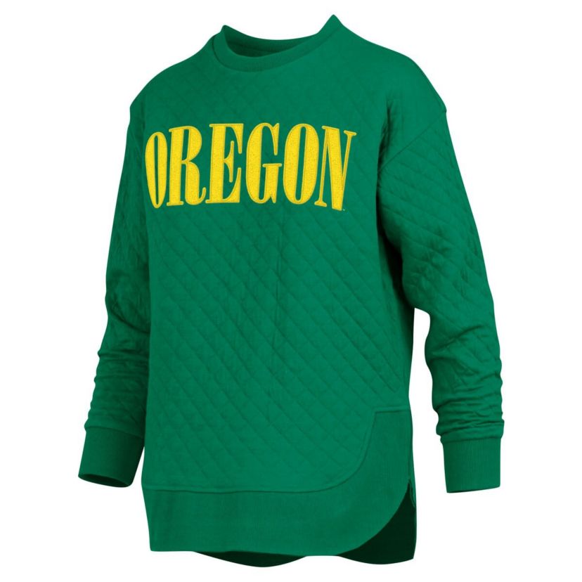 NCAA Oregon Ducks Quilted Long Sleeve Pullover Sweatshirt
