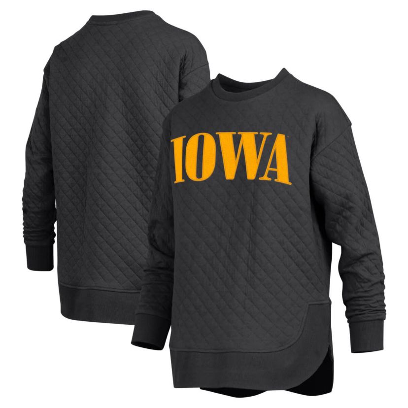 NCAA Iowa Hawkeyes Quilted Long Sleeve Pullover Sweatshirt