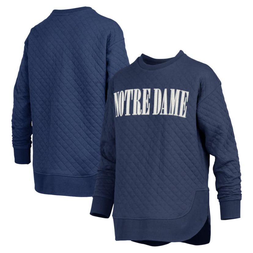 NCAA Notre Dame Fighting Irish Quilted Long Sleeve Pullover Sweatshirt