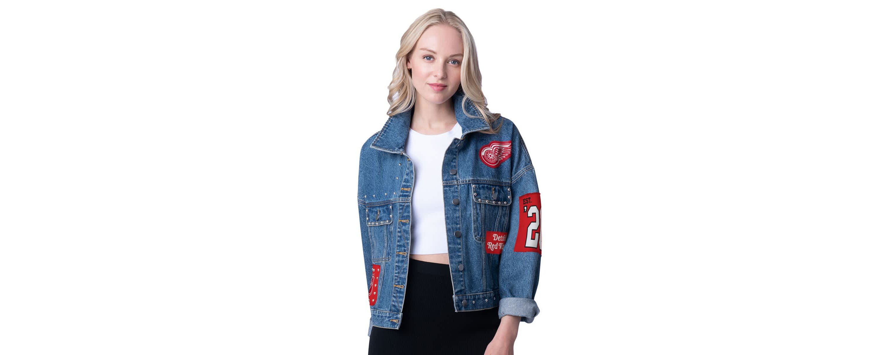 NHL Detroit Wings Game Ball Cropped Button-Up Jacket