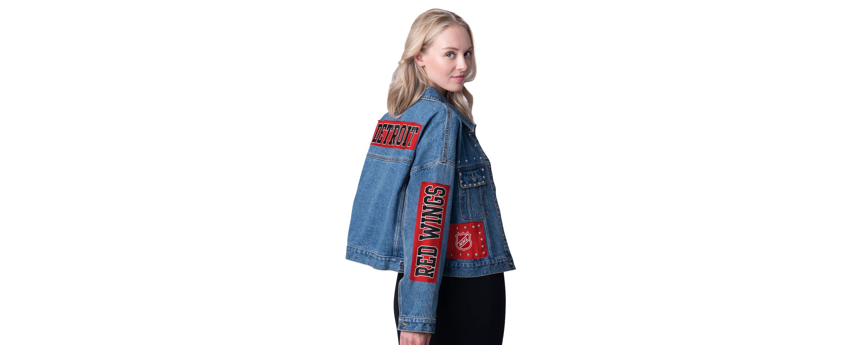 NHL Detroit Wings Game Ball Cropped Button-Up Jacket