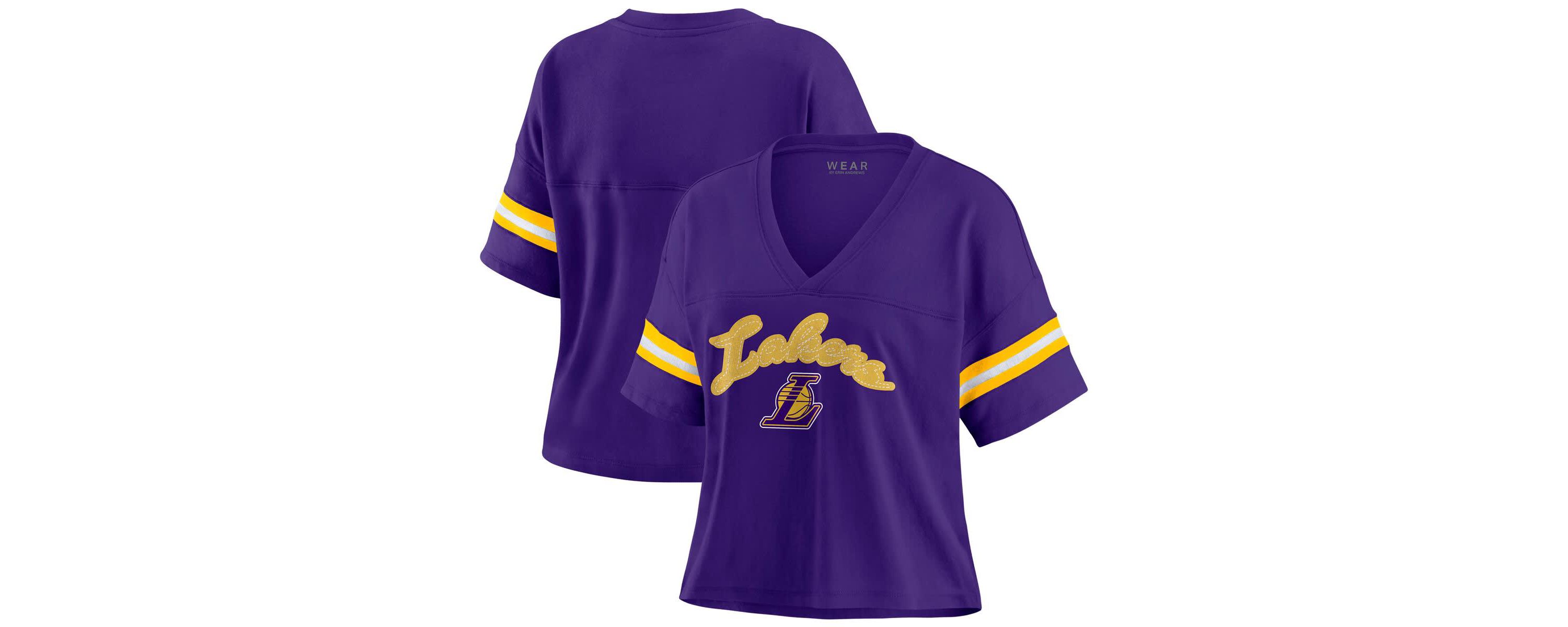 NBA Los Angeles Lakers Color Block Boxy V-Neck T-Shirt