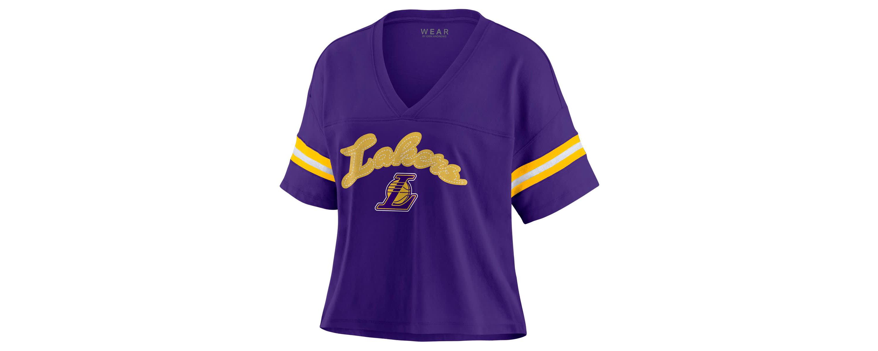 NBA Los Angeles Lakers Color Block Boxy V-Neck T-Shirt