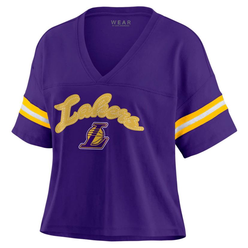 NBA Los Angeles Lakers Color Block Boxy V-Neck T-Shirt