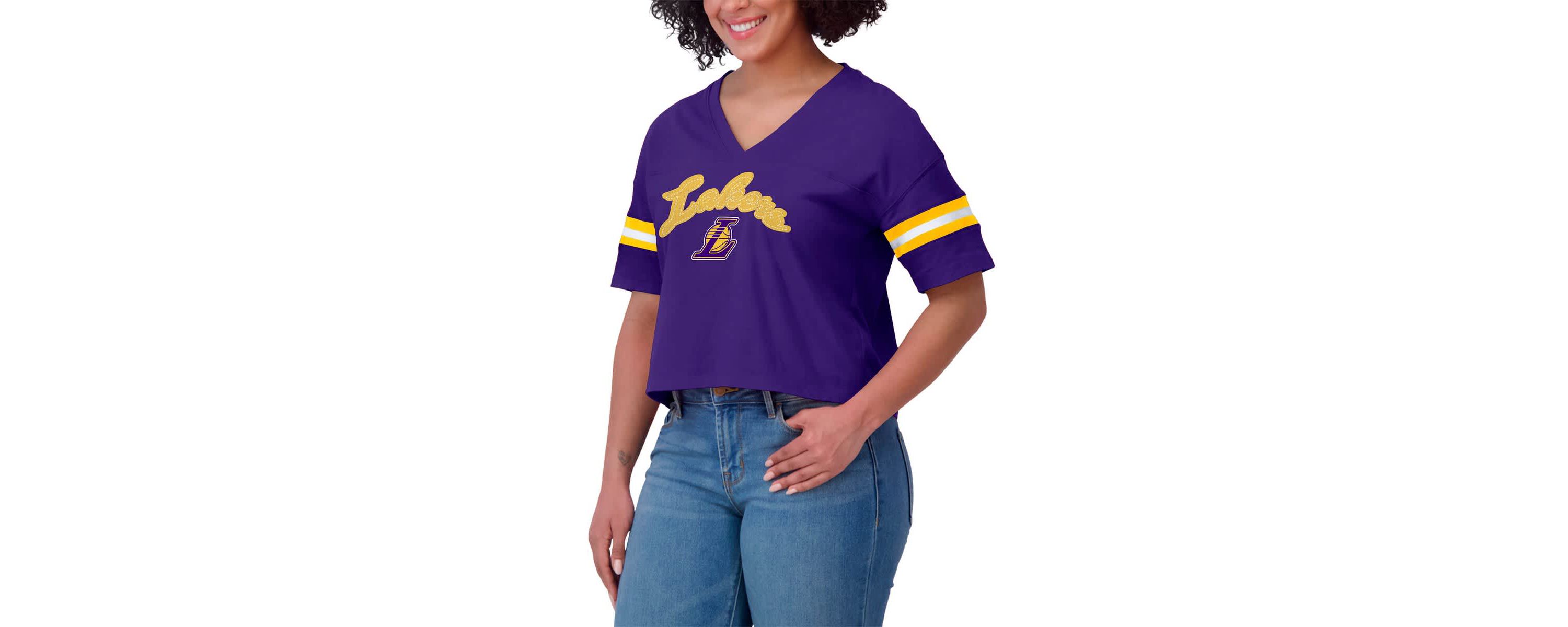 NBA Los Angeles Lakers Color Block Boxy V-Neck T-Shirt
