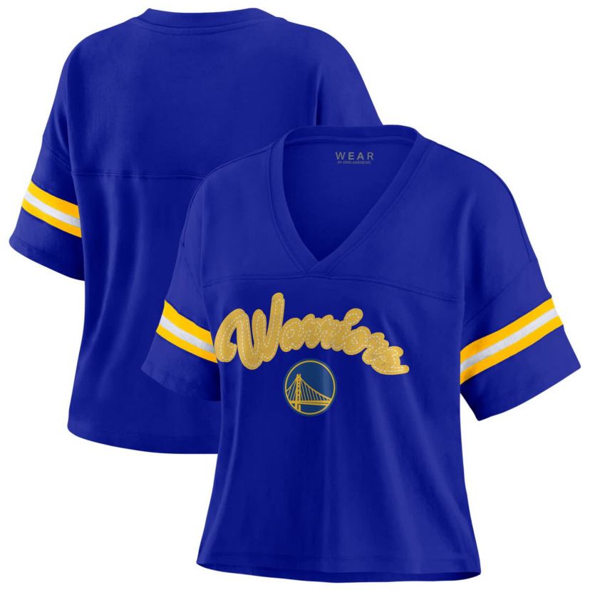 NBA Golden State Warriors Plus Size Color Block Boxy V-Neck T-Shirt