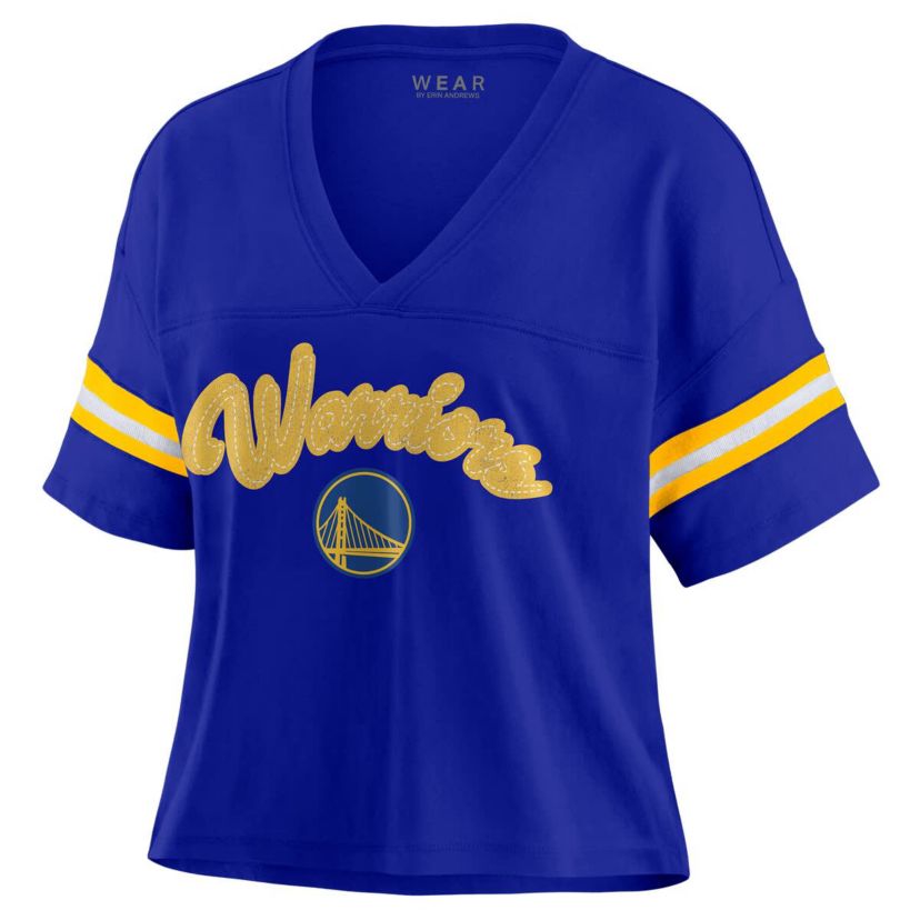 NBA Golden State Warriors Plus Size Color Block Boxy V-Neck T-Shirt