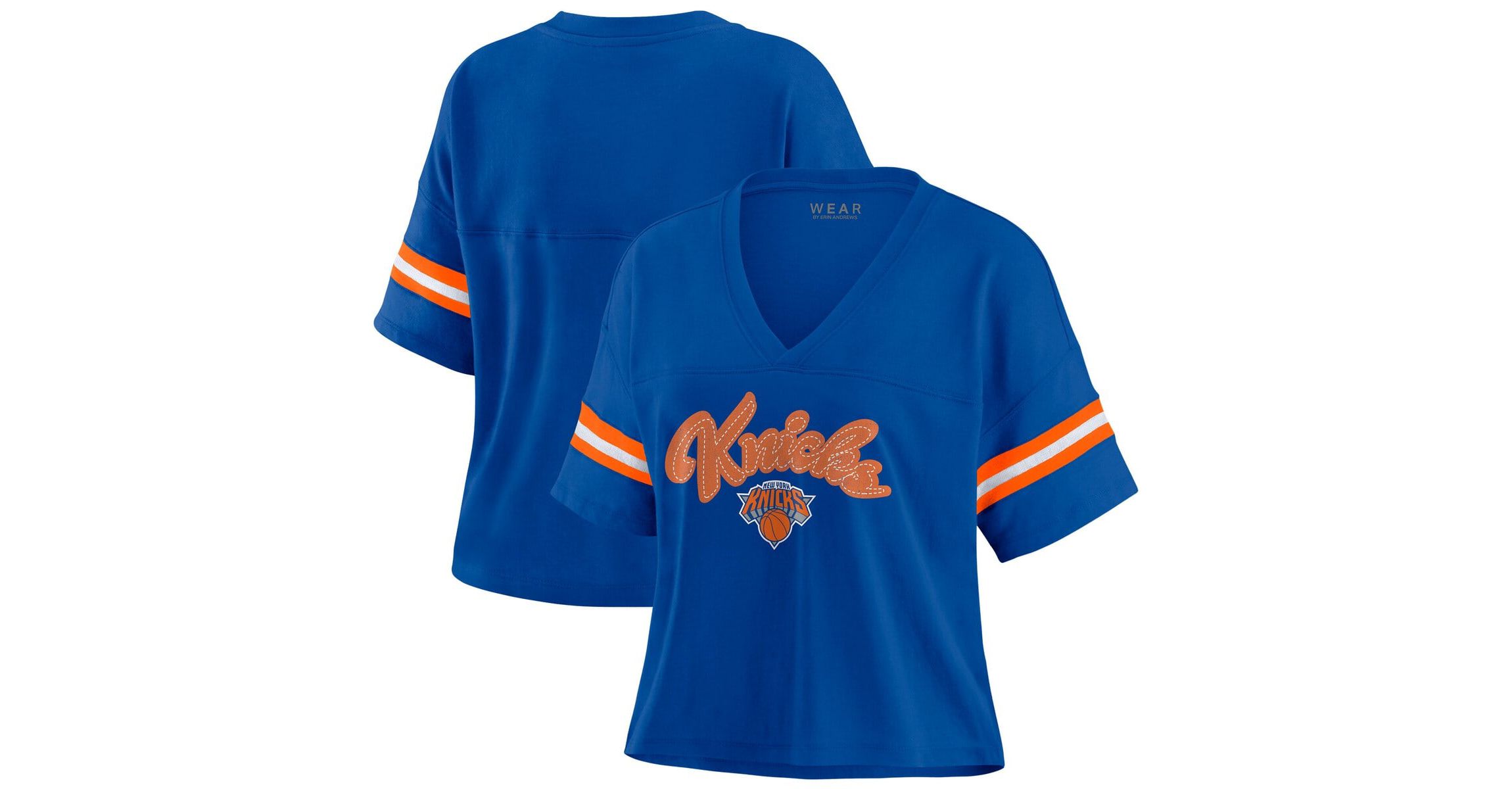 NBA New York Knicks Plus Size Color Block Boxy V-Neck T-Shirt