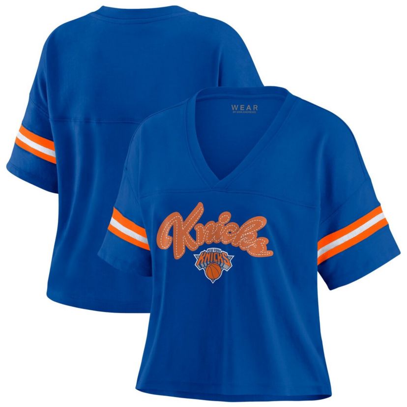 NBA New York Knicks Plus Size Color Block Boxy V-Neck T-Shirt