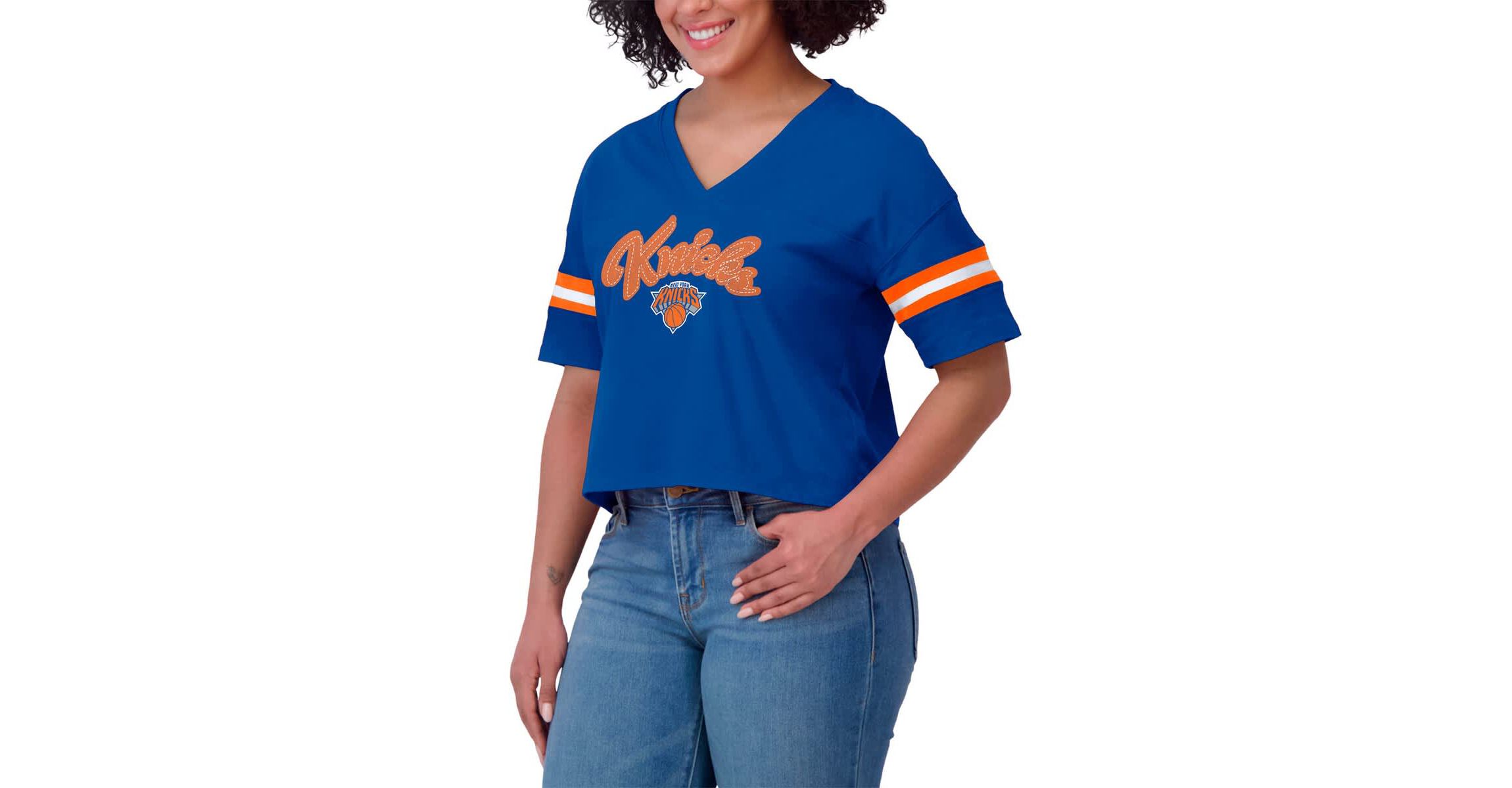 NBA New York Knicks Plus Size Color Block Boxy V-Neck T-Shirt
