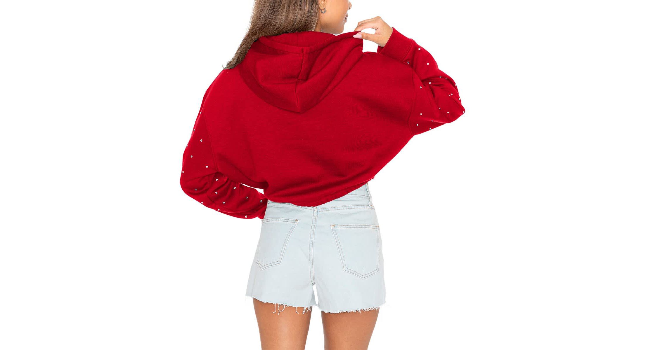 NCAA Arkansas Razorbacks Cant Lose Rhinestone Cropped Pullover Hoodie