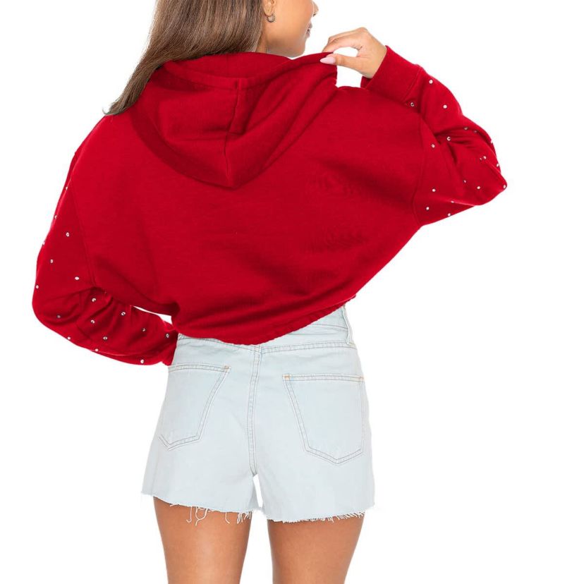 NCAA Arkansas Razorbacks Cant Lose Rhinestone Cropped Pullover Hoodie