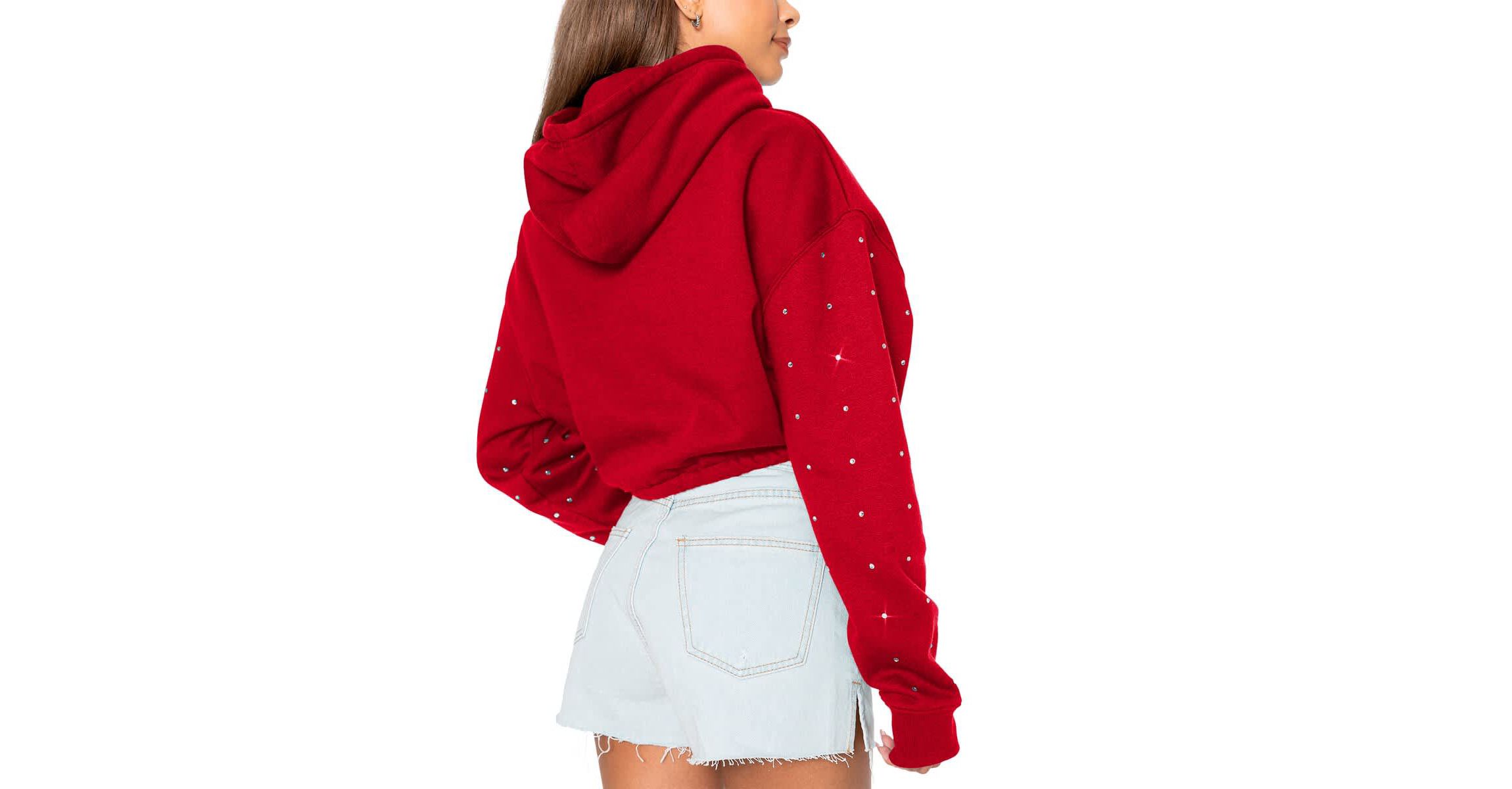 NCAA Arkansas Razorbacks Cant Lose Rhinestone Cropped Pullover Hoodie