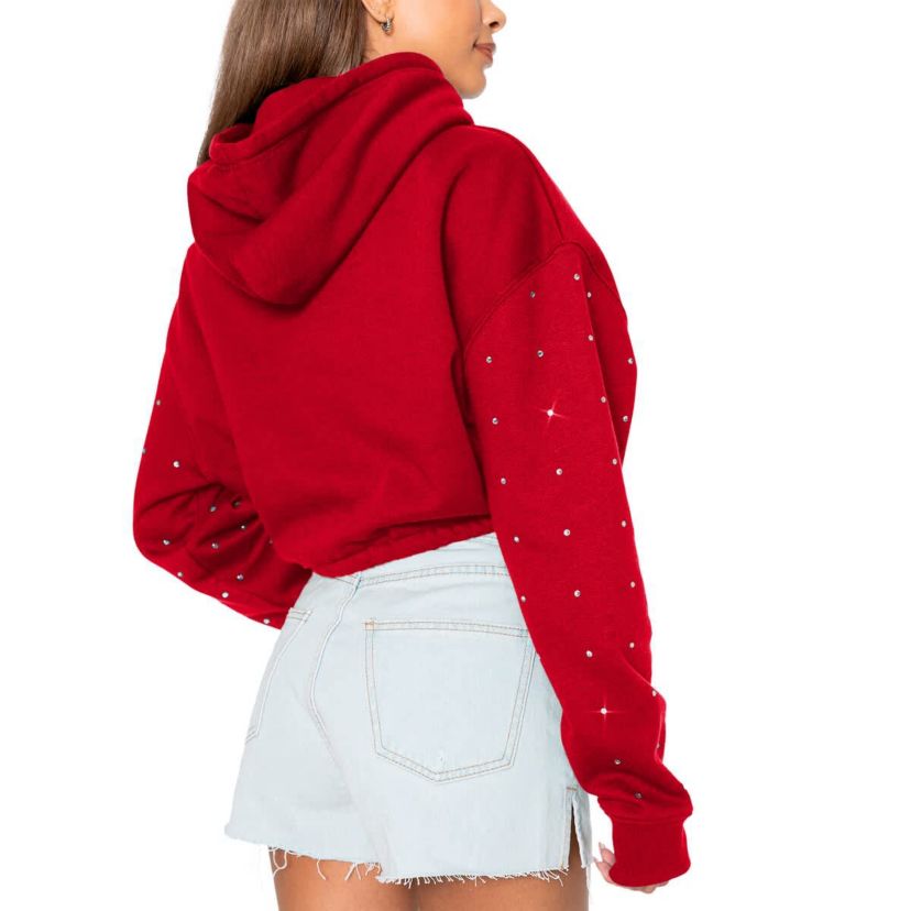 NCAA Arkansas Razorbacks Cant Lose Rhinestone Cropped Pullover Hoodie